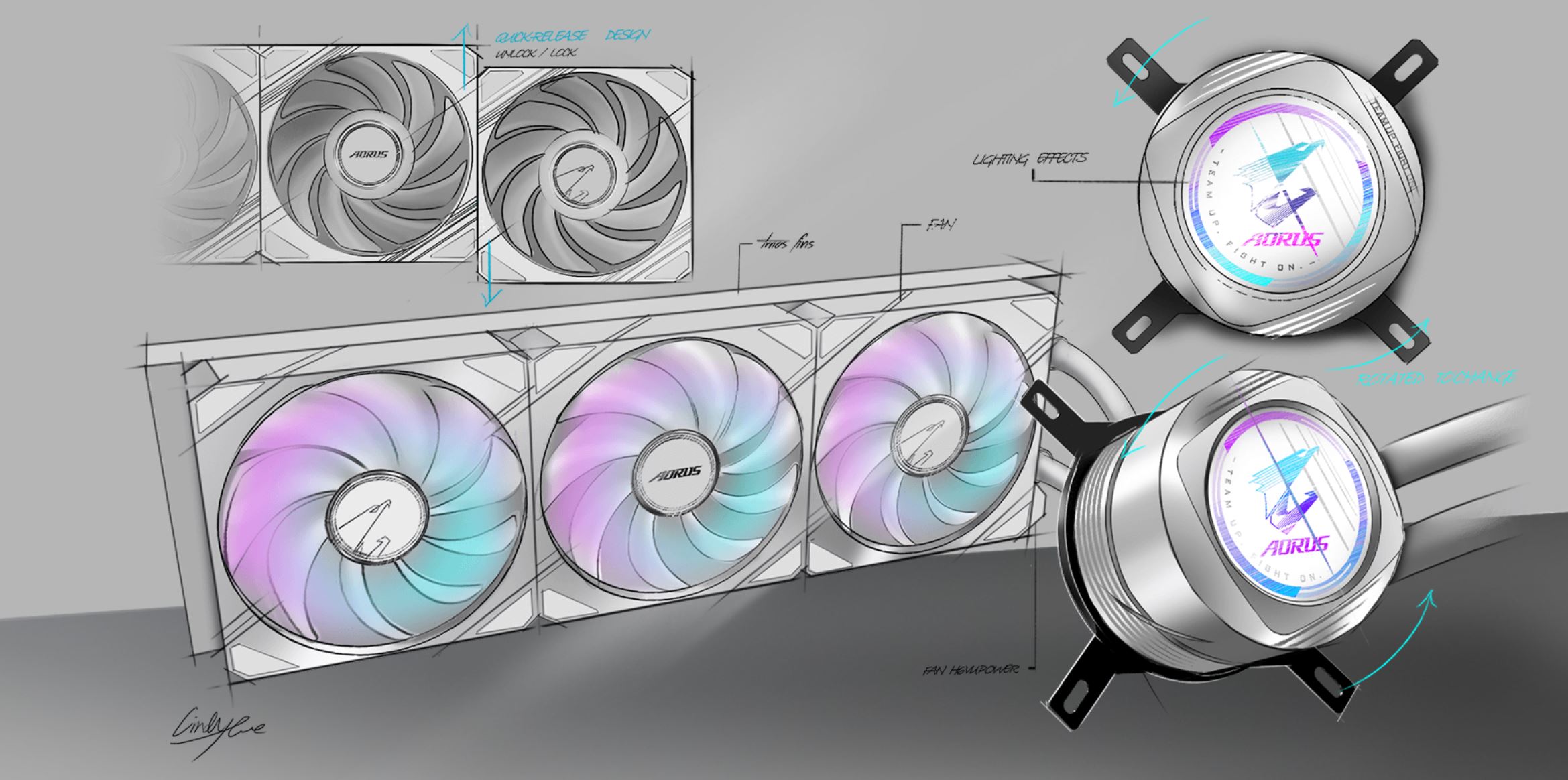 AORUS WATERFORCE II 360 ICE Liquid CPU Cooler, 360mm Radiator with